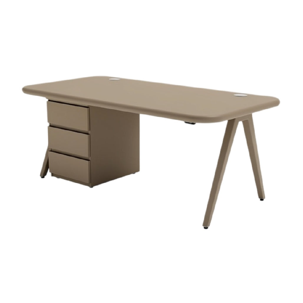 **Mesa de Escritório Moderna com Design Minimalista em Tom Neutro**