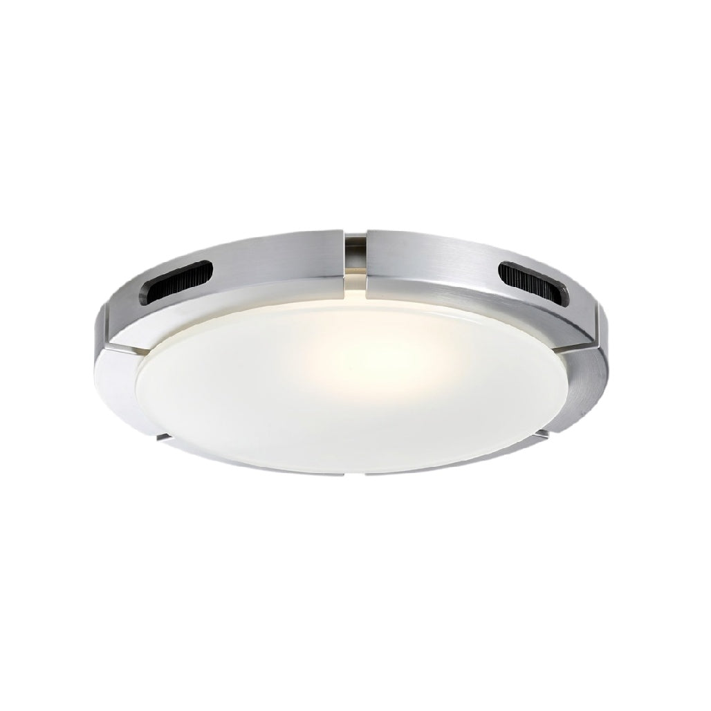 **Título técnico em português: Luminária de Teto LED Redonda com Acabamento em Aço Inoxidável**